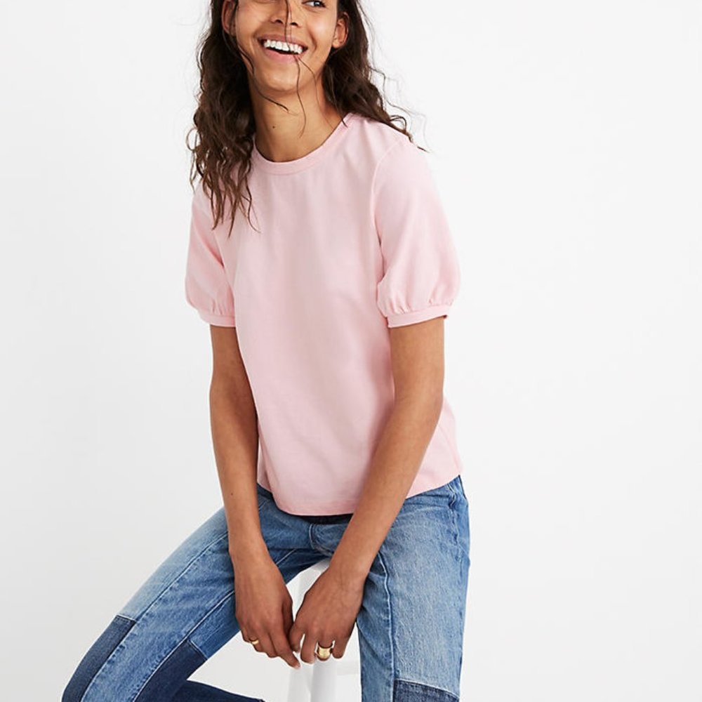 Madewell - Cute puff sleeve pink t-shirt